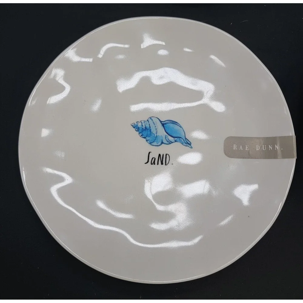 Beach Theme Melamine Snack Dessert Plates Set Sea Shells Pool Dishes Rae Dunn